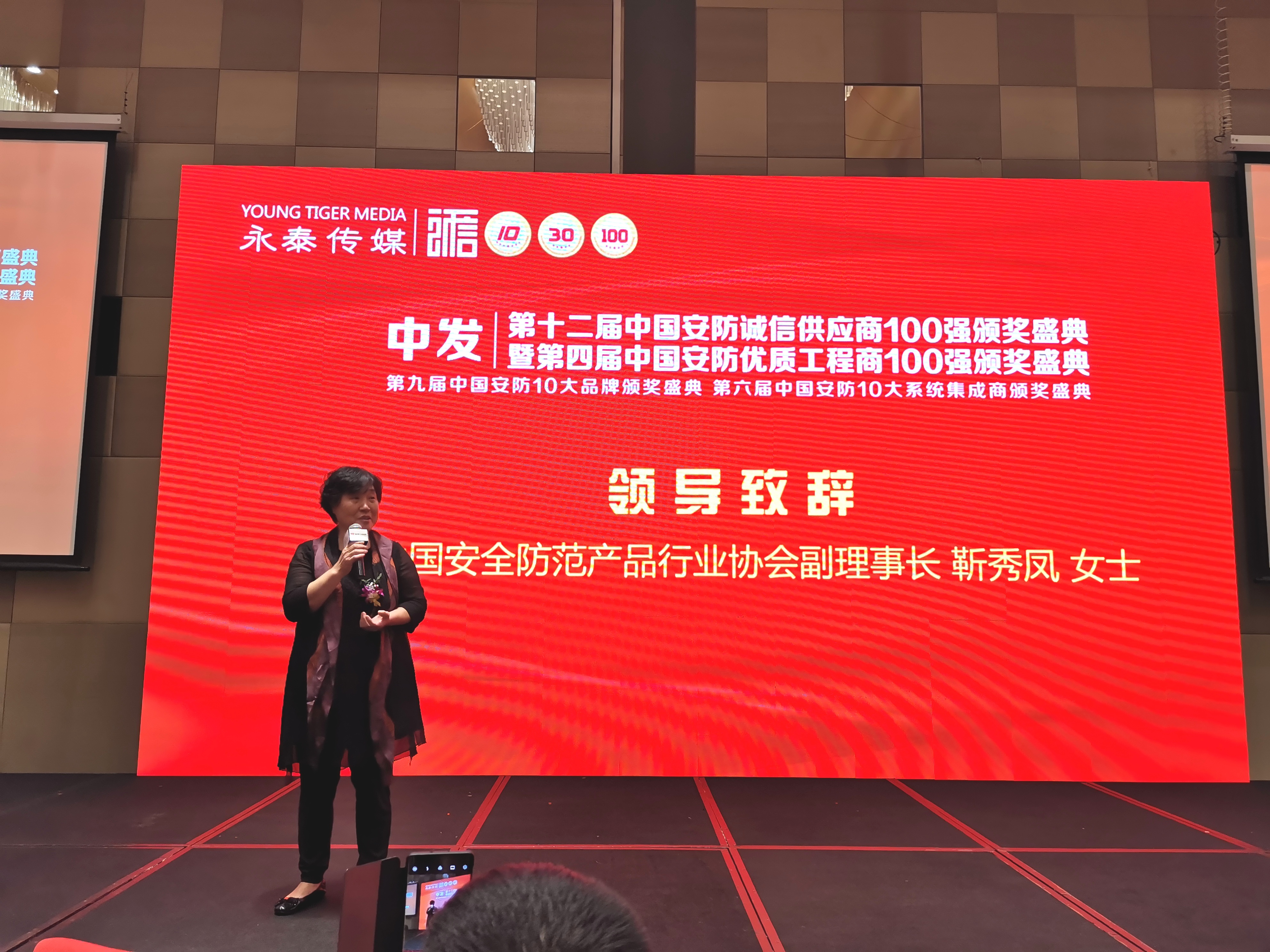 中國(guó)安防協(xié)會(huì)副理事長(zhǎng)靳秀鳳女士致辭